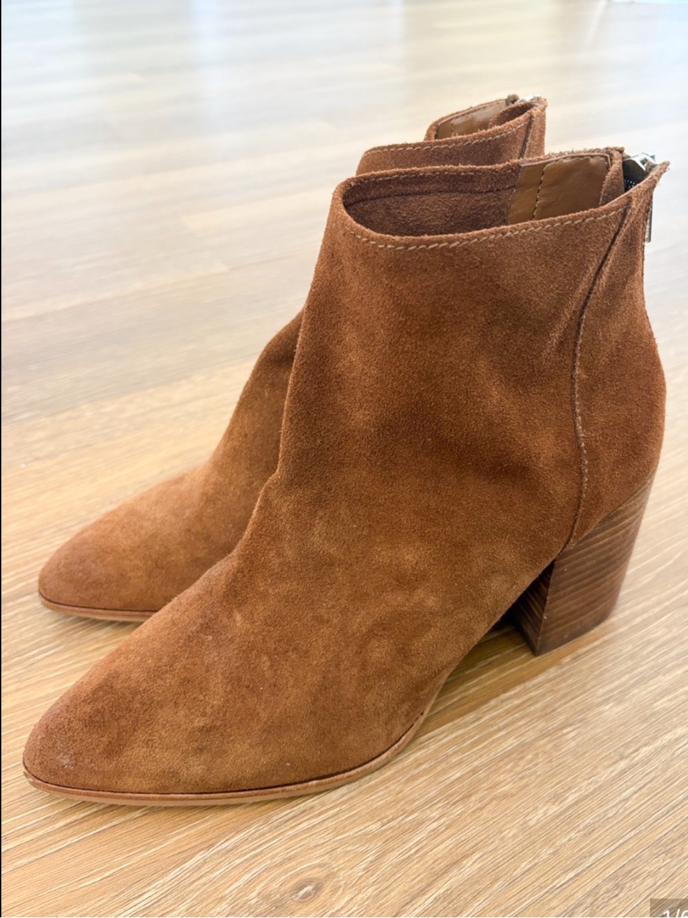 Aqua Dante Suede Pointed Toe Booties Brown